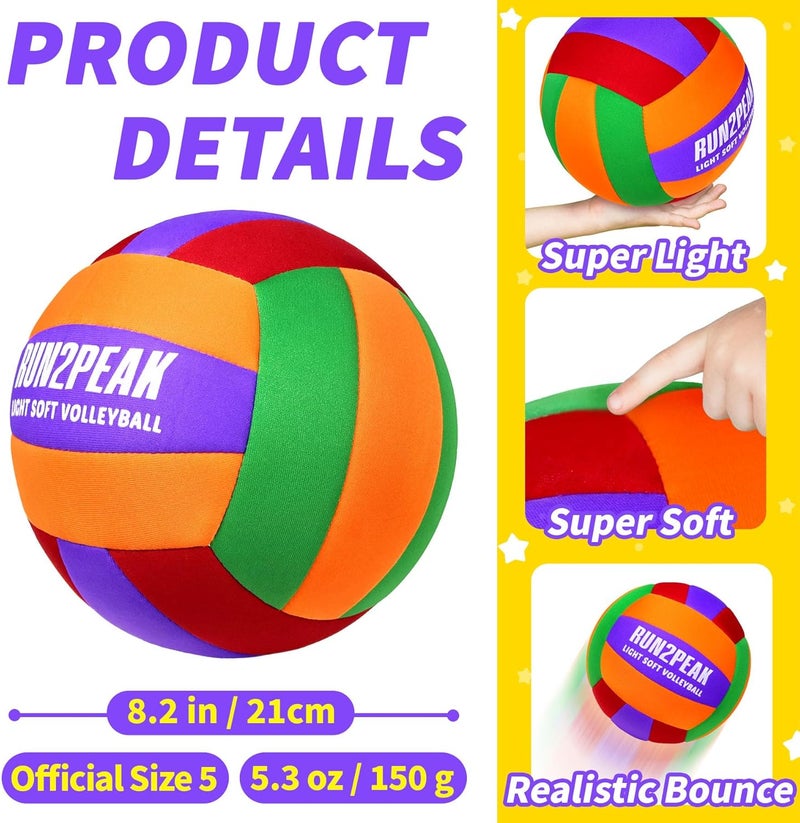 RUN2PEAK Super Soft Light Volleyball - Safe and Quiet Volleyball Ball for Indoor Outdoor Play - Official Size 5 Beginners Volleyballs Trainer for House Yard Beach Training - Image 2